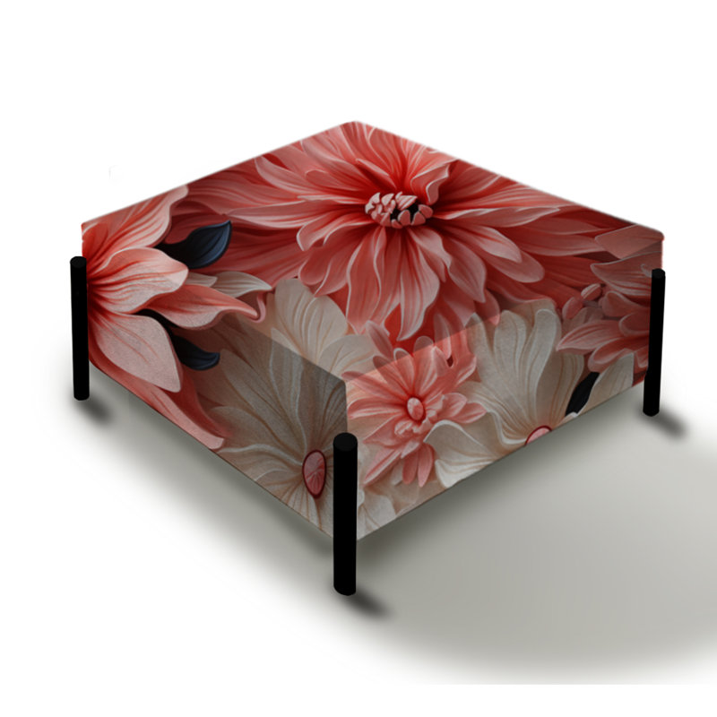 Coral Twilight Iv Tropical Motif I - Grand repose-pieds carré tropical