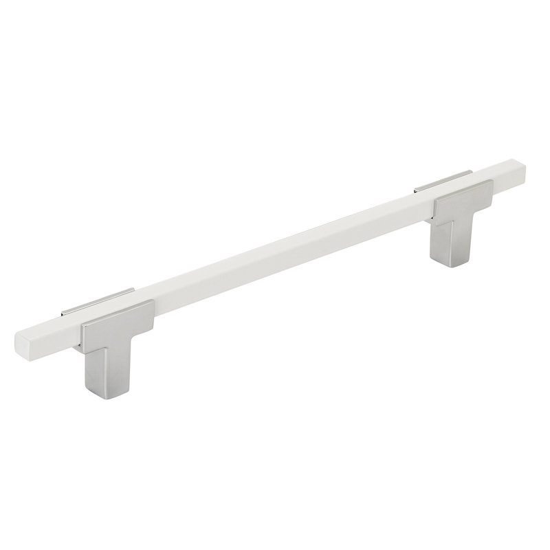 Poignée barre Urbanite, 6 5/16", Chrome poli/blanc