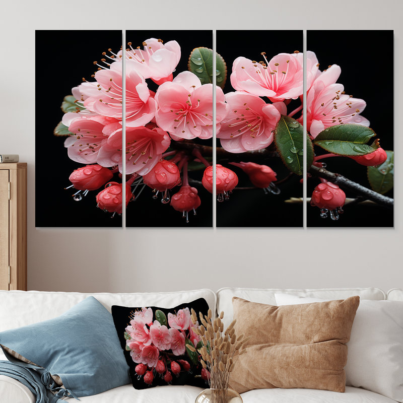 Ensemble de 4 pièces d'art mural rose fuchsia - Fuschia, H 32 po x l 64 po