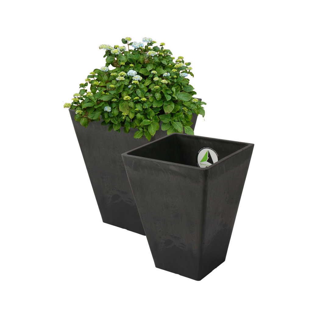Cara 2-Pack Square Composite Pot Planters Charlton Home®