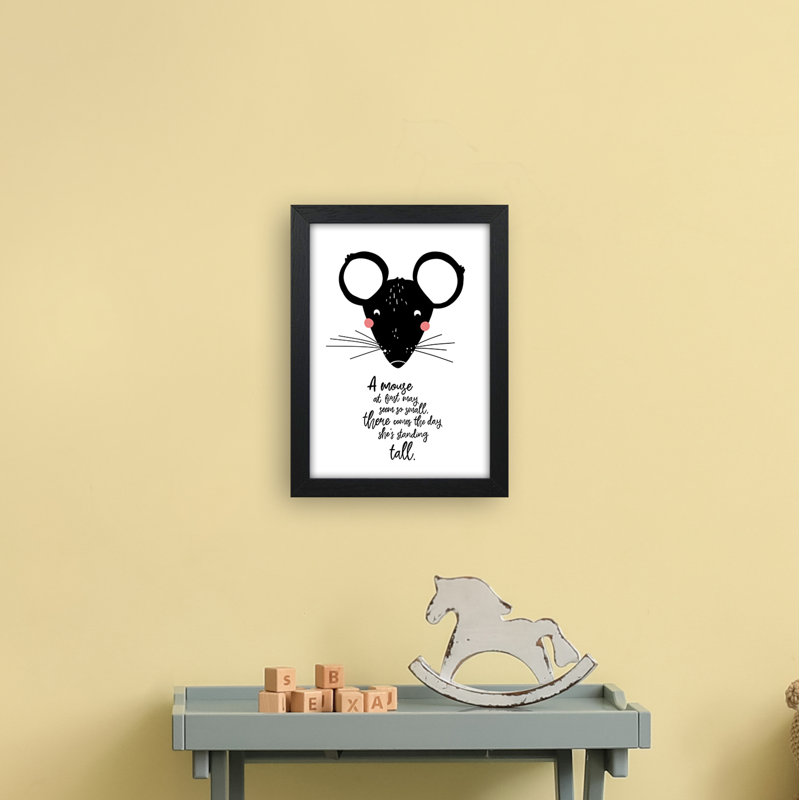 Mouse by Miniofmine - Print, 34cm H x 25cm W x 3cm D, Brown Framed