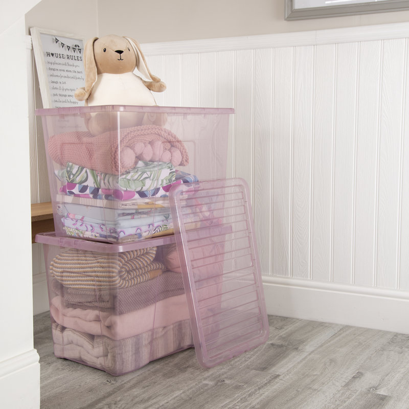 Wham Wham Crystal 80L Plastic Storage Boxes Tint Dusky, Pink