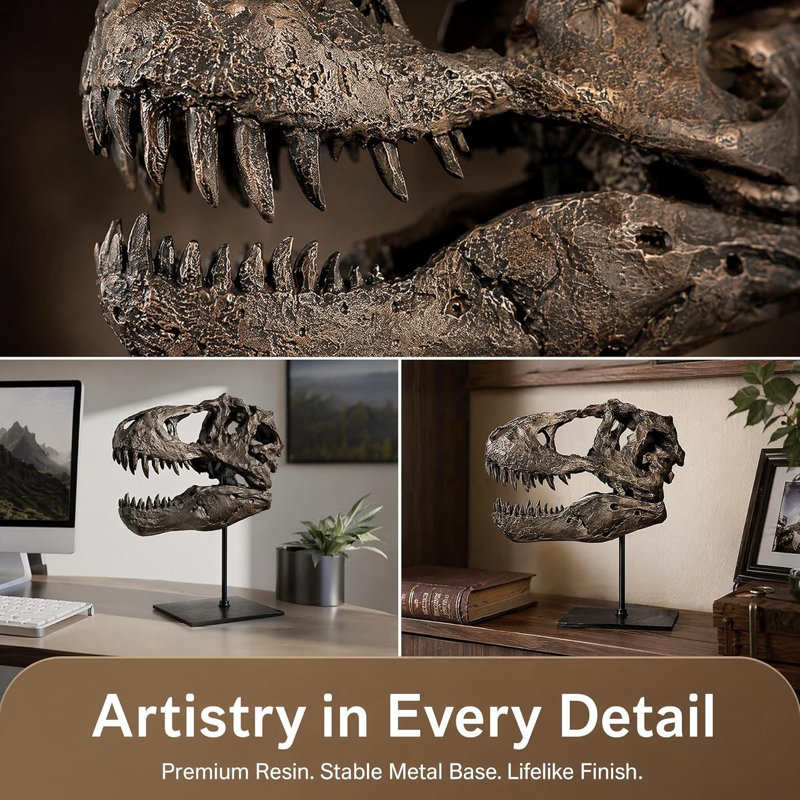 Dinosaur Head Statue Resin Dinosaur Skull Sculpture