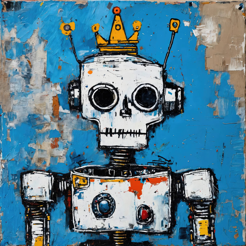 Robot 8-Hommage-Basquiat, estampe numérique sur toile tendue avec châssis, H 15 po x l 15 po