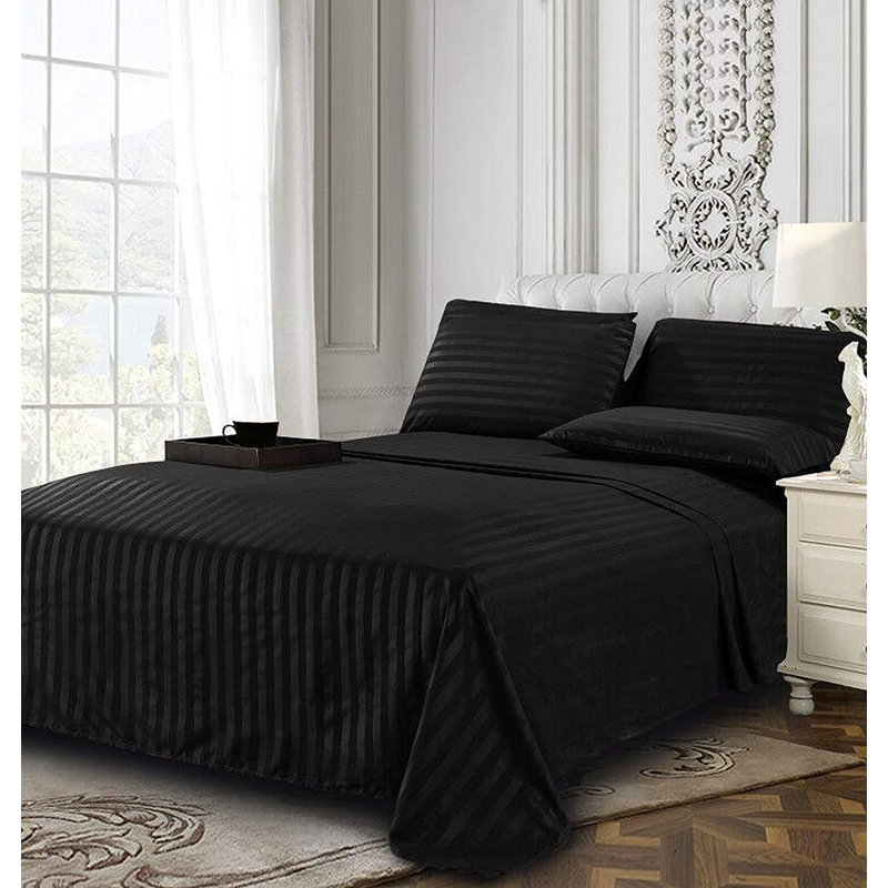 Microfiber Sheet Set, Full Sheet Set + Fitted Sheet + 4 Pillowcases, Black