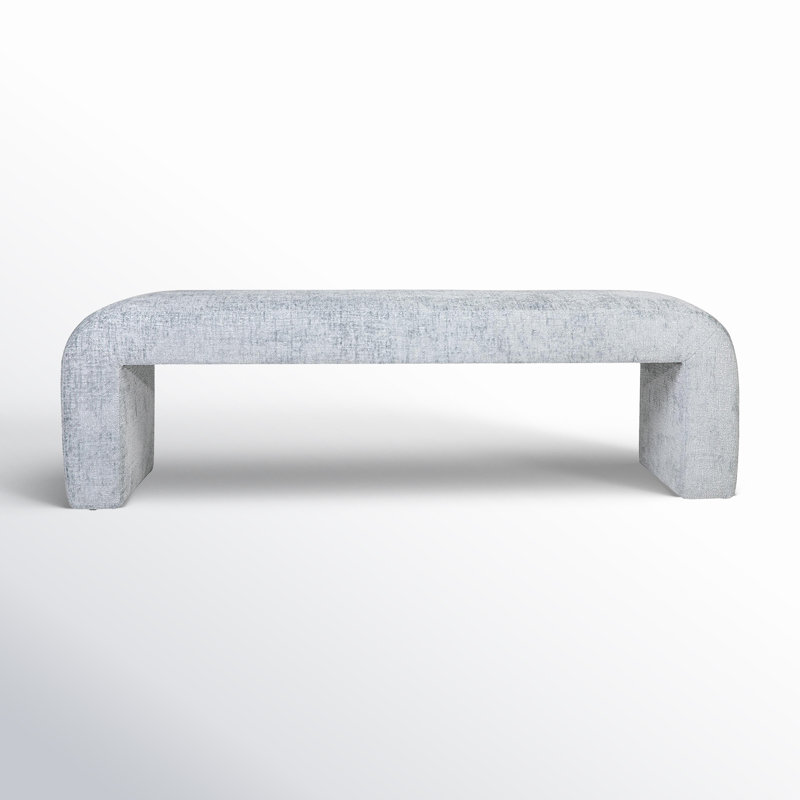 Diedrick Polyester Upholstered Bench, Gwen Blue Microsuede, 19" H x 60" W x 18" D