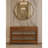Solid Wood Woven Tier Console,Brown,2-Drawers,2-Shelf
