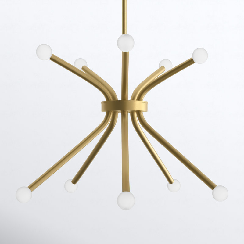 10 - Light Dimmable Sputnik Sphere Chandelier, Lacquered Brass