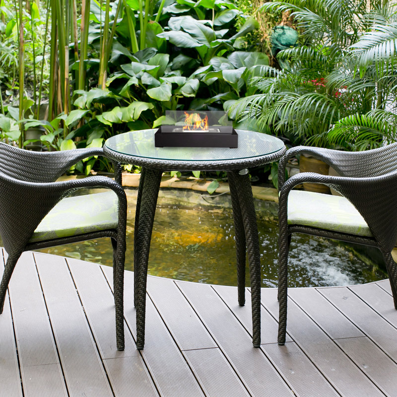 Black Rectangular Bio Ethanol Tabletop Fireplace Set, 2-Pack