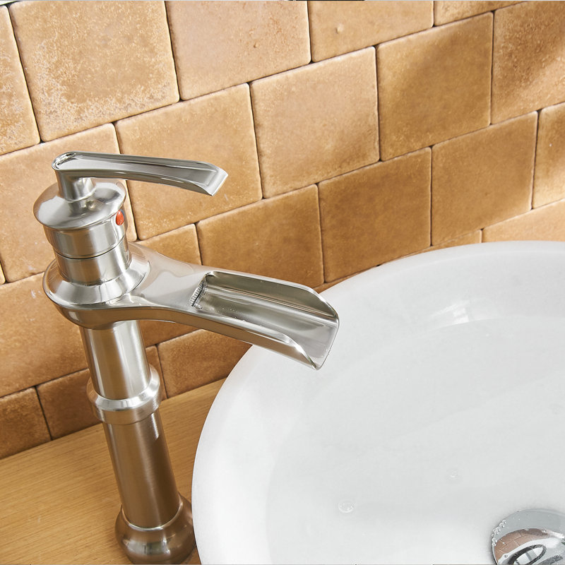 Single-Hole Single-handle Bathroom Faucet with Drain Assembly, Brushed Nickel