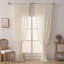 Ensemble de 2 panneaux de rideaux en dentelle WAZZIO Boho - Voilages en mélange de coton rétro avec motif géométrique au crochet et garniture à pampille, passe-tringle filtrant la lumière semi-transparente pour le salon (paquet de 2)-113960104-113960105