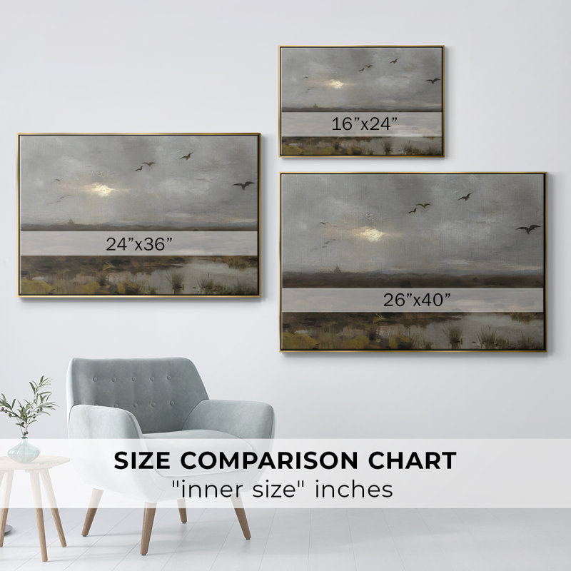 Paysage rétro-DLXIX, Toile avec cadre flottant or, 25" H x 17" W