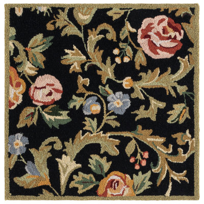 Hollander Hand-Hooked Wool Black Area Rug