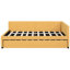 Lit de jour rembourré avec lit gigogne en lin jaune, sans sommier tapissier, structure en bois stable pour un espace de détente gigogne en lin, matériaux robustes, configuration de chambre à coucher pratique-1947092765-1960157522