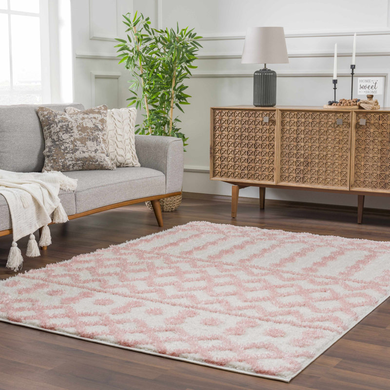 Carnegia Moroccan Pink/Beige Area Rug, Rectangle 5'3" x 7'