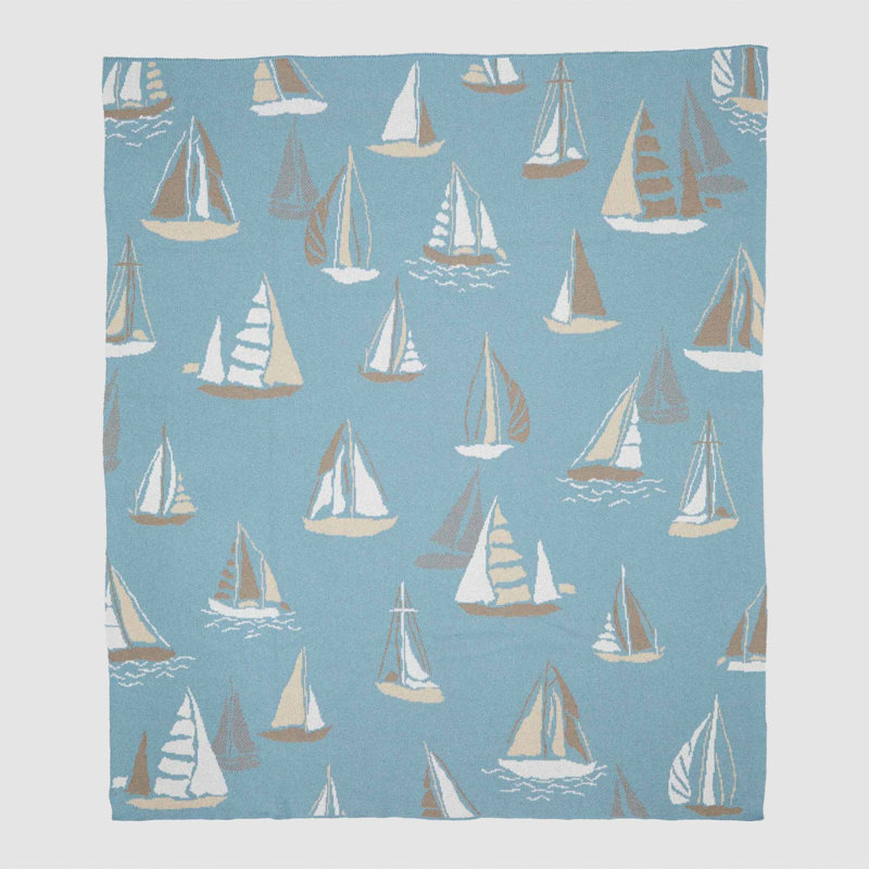 In2Green Coastal Sailing Knit Throw Lt Blue