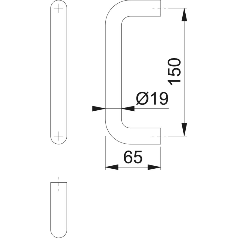Amarey Back-To-Back Fix Pull Handle, 15cm H x 1.9cm W x 6.5cm D