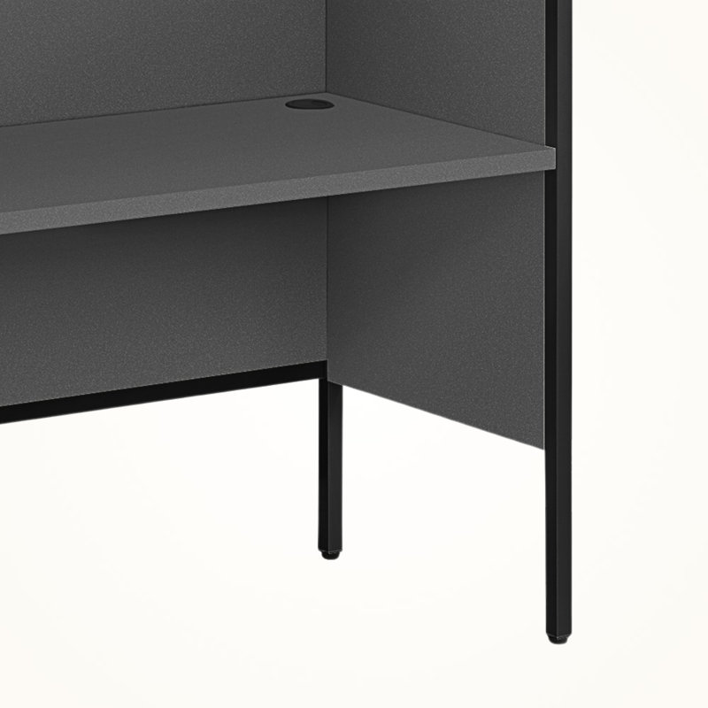 Pascha Gray Finish Cubicle Office Desk With Silver Metal Desk, 46.16'' H X 47.62'' W X 23.31'' D, Dark Gray