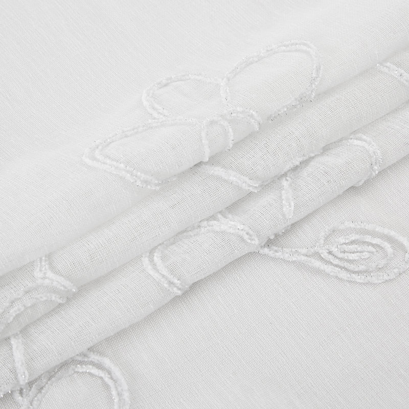 Carston Solid Semi-Sheer Grommet Curtain Panels, 38" W x 84" L, White with Silver Shimmer
