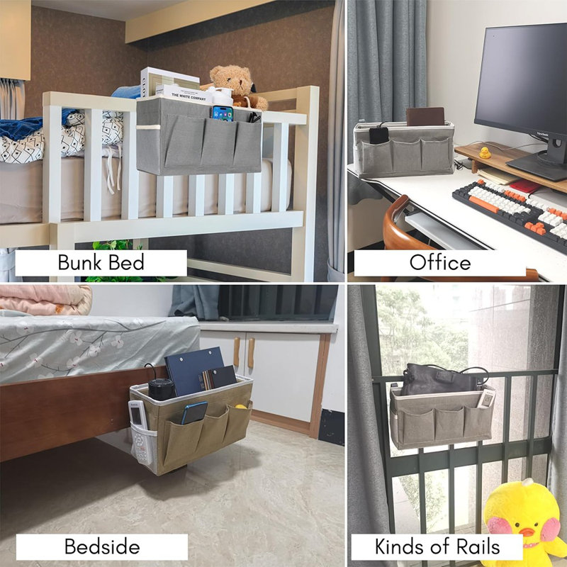 Bedside Caddy Storage Organizer - 2Pcs Hanging Bag Holder With P...