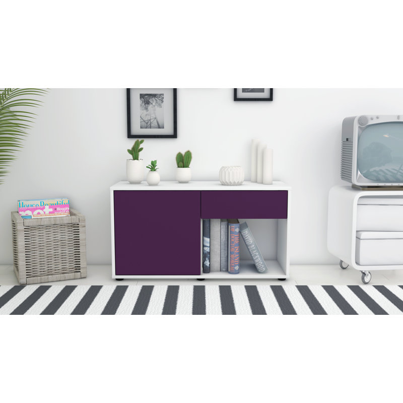 Keyon 92cm W 1 - Drawer Chest of Drawers, Purple / Matte White