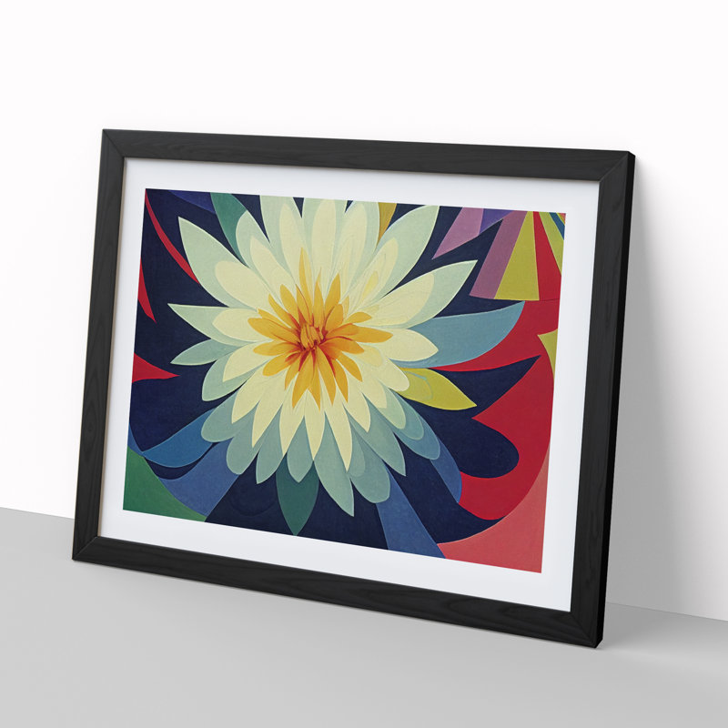 Abstract Chrysanthemum Flower - Framed Print, Black, 46cm H x 64cm W x 2cm D