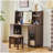 Elegant makeup vanity desk with 3 modes Adjustable Lighted Mirror,modern dressing table set with large shelves, drawer and canbinet,Walnut