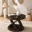 Table de bout ronde en bois Retro, table d'appoint avec base en X pour salle à manger ou salon en famille. Espresso-131666447