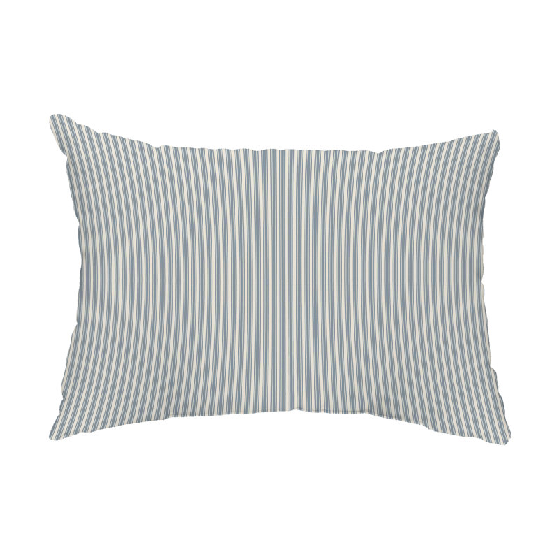 Ticking Stripe Outdoor Rectangular Pillow Cover & Insert, Blue;Gray