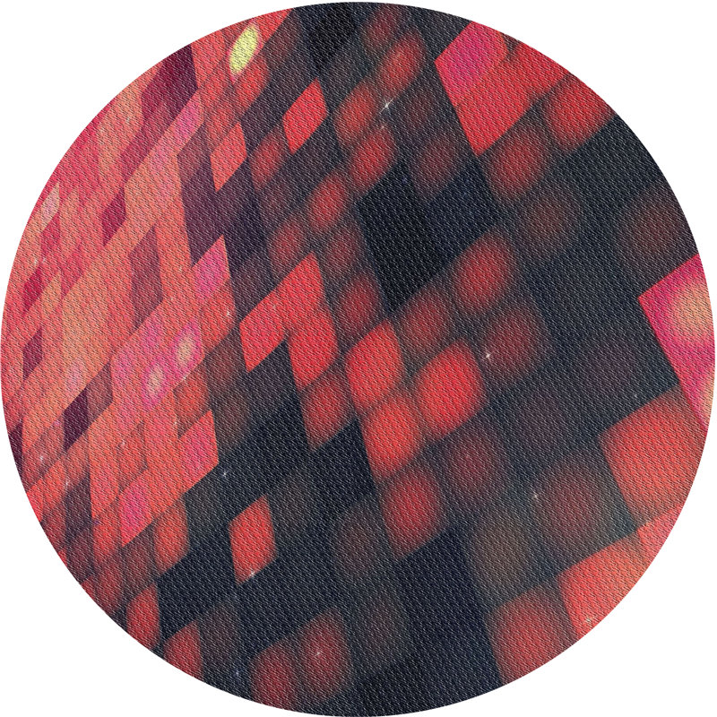 Tapis rouge / noir Power Loom, Rond 4 pi