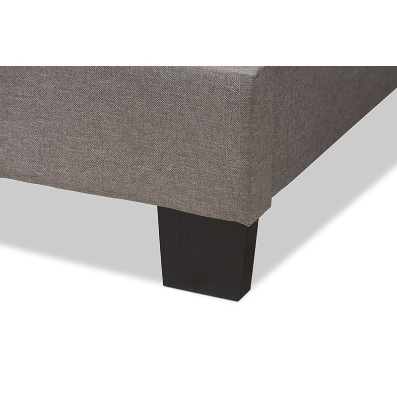 Lit tapissier capitonné standard Aganlane, Grand, Gris clair
