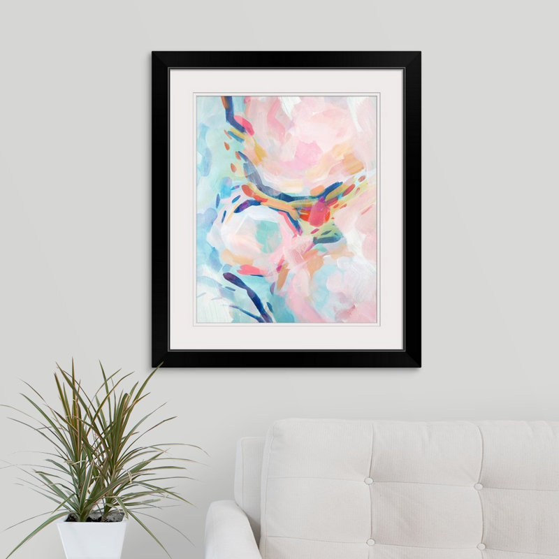 « coton bonbon i »-reproduction d’art, H 28 po x l 24 po x P 1 po, Cadre noir