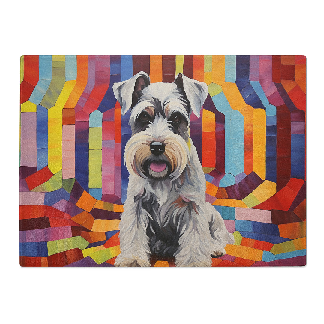 Schnauzer Op Art  Glass Chopping Board