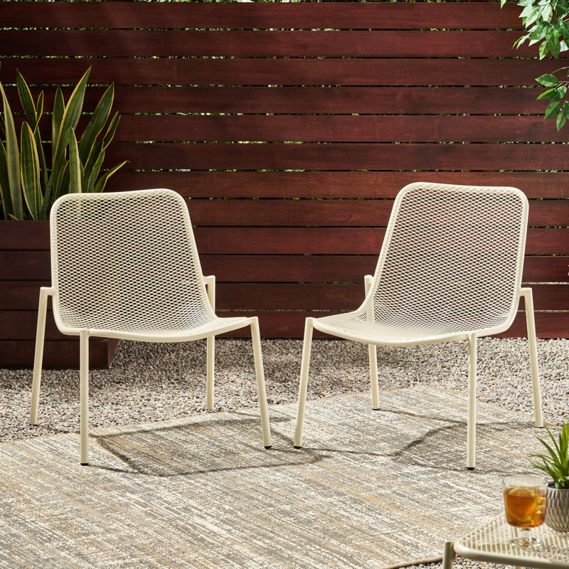 Chaises de pavillon d'été en fer blanc mat empilable, 26,49 po X P 22,15 po, chaise en fer 7,64 lb Enjoy, 26