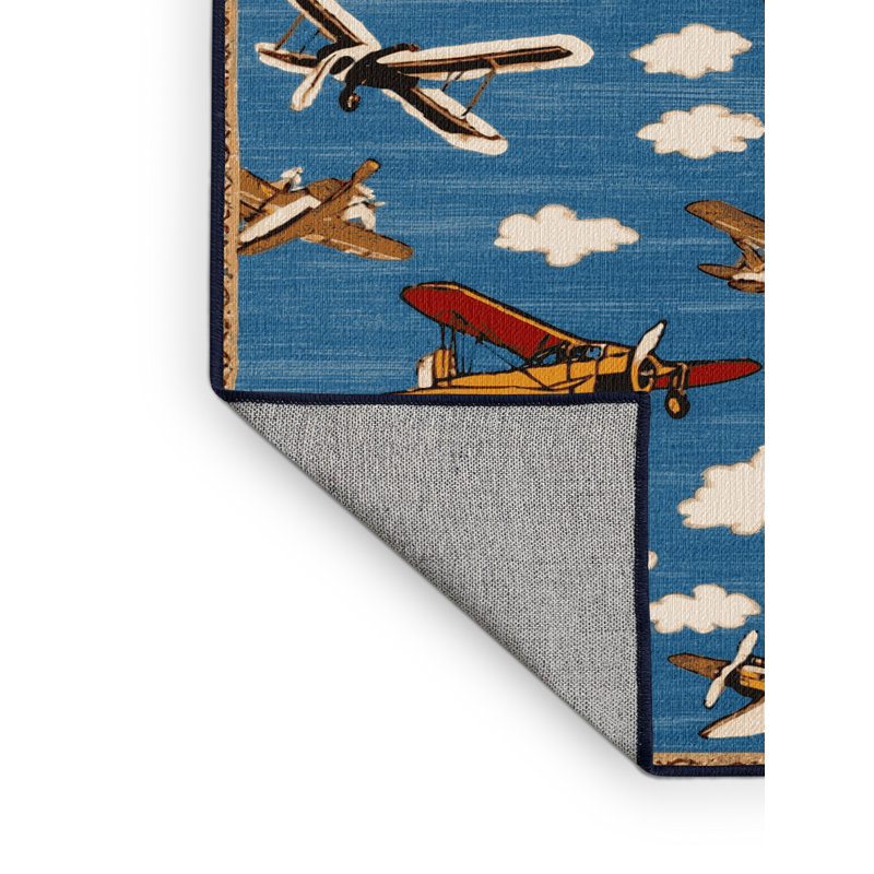 Tapis bleu de transport lavable à la machine, Rond 6 pi