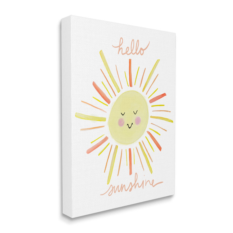 «Hello Sunshine Endearing Souriant Sun Rays Cursive» par Anna Whitham - impression, Toile tendue, L 16 po x H 20 po
