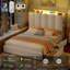 Ensemble de chambre à coucher 3 pièces comprenant un lit à DEL, 2 tiroirs sous le lit et une commode de 2 pièces à 6 tiroirs.-670958516-670958519