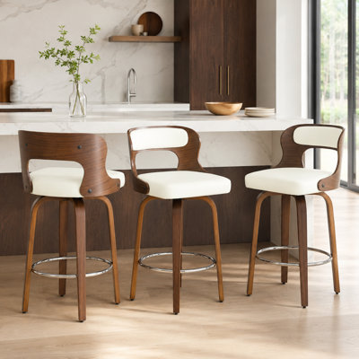 Swivel Faux Leather Counter Height Bar Stools