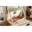 Lit simple en bois avec tente et garde-corps, conception d'inspiration Montessori