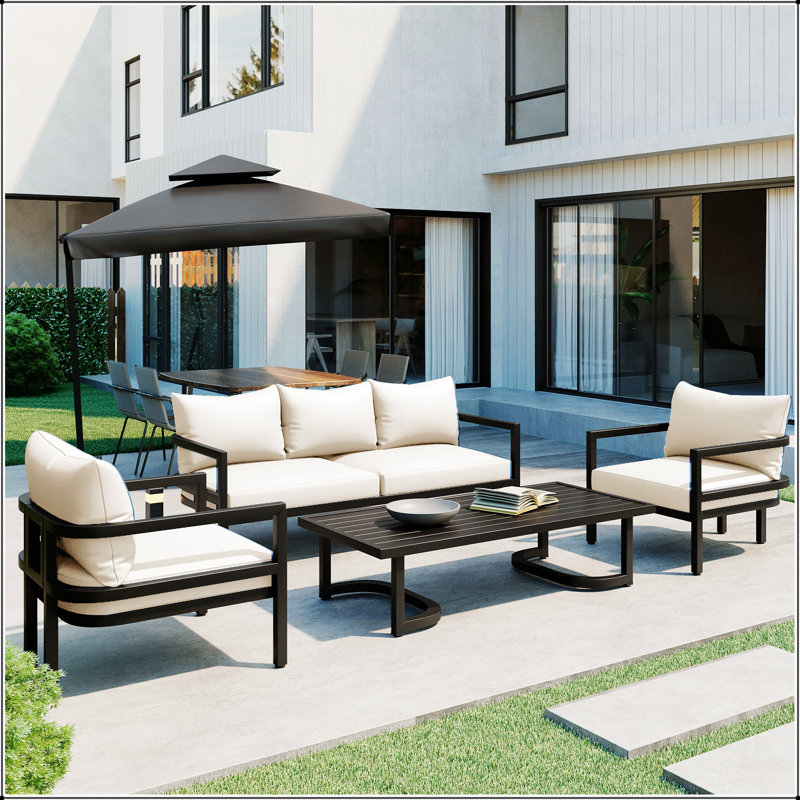 Multi-person Outdoor Steel Sofa Set, Waterproof, Anti-rust and Anti-uv, Beige