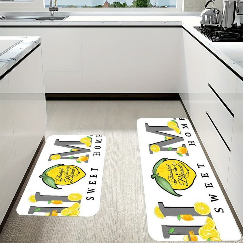 Ensemble de 2 tapis de cuisine Thankful Lemon Home