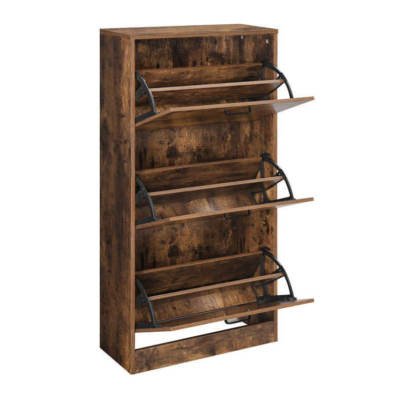 18 Pair Shoe Storage Cabinet, Rustic Brown
