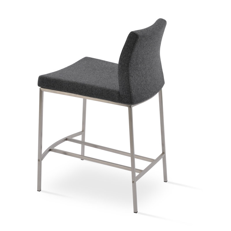 Pasha 29'' Bar Stool, Grey Faux Leather