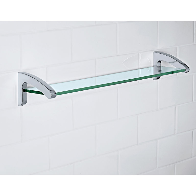Kafka Glass Floating Shelf, Polished Chrome