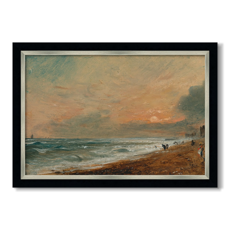 Hove Beach, c. 1824-1826-John Constable-Custom Framed Canvas, 29X41, No, Tuxedo Silver Edge (or Two-Tone Matte Silver