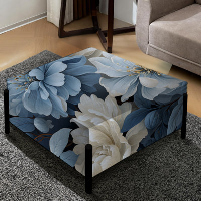 Misty Whispers Moody Patterns I - Grand repose-pieds carré floral