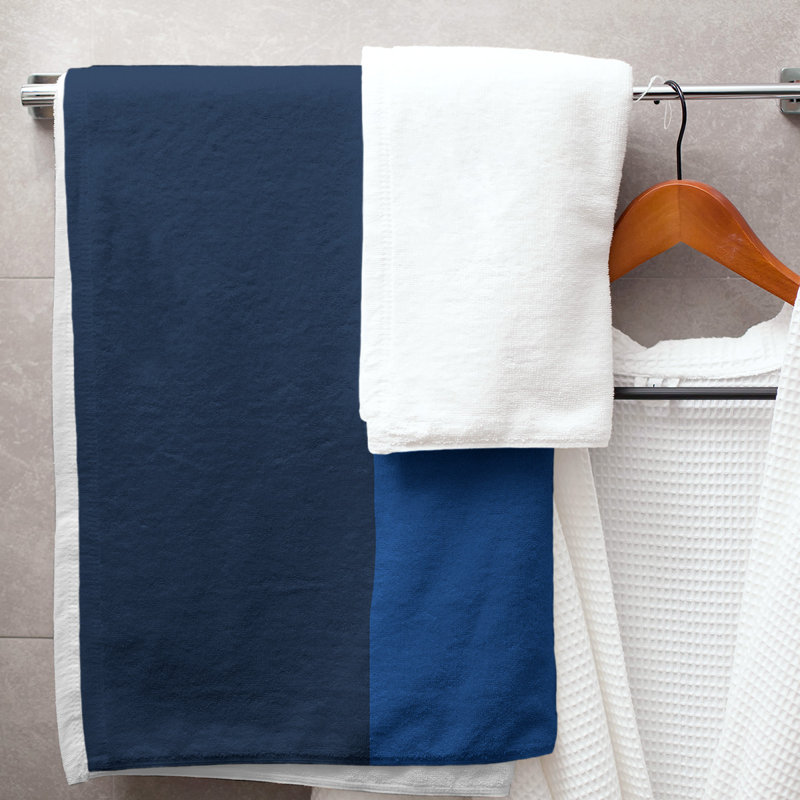 Lightweight Bath Towel, Navy Blue/Royal Blue/Gray, Poly/Cotton