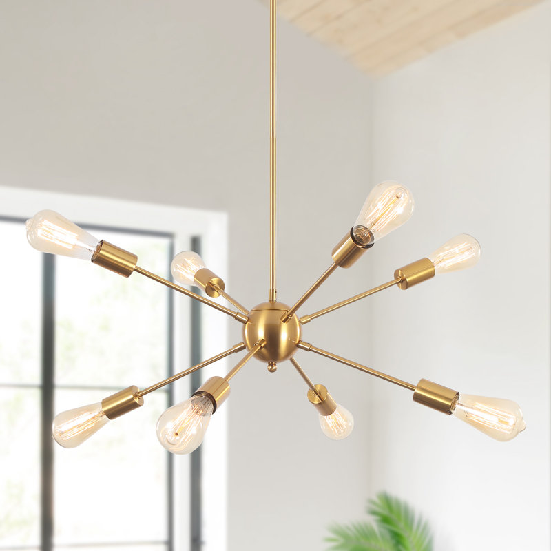 Jamee Dimmable Sputnik Sphere Chandelier, 8 Lights, Brushed Nickel
