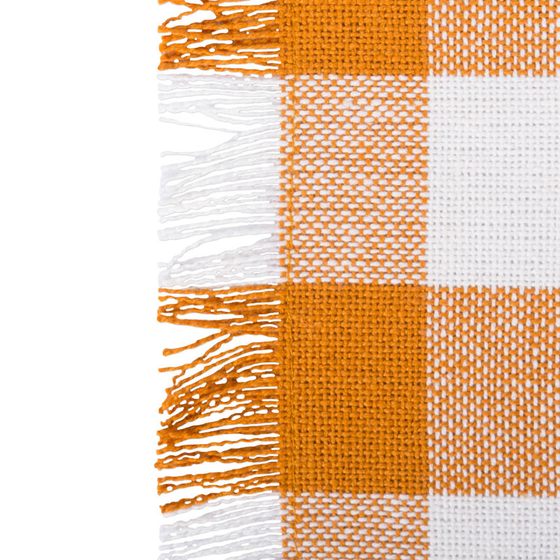 Laszlo Gingham 100% Cotton Table Runner, Pumpkin Spice, 14" L x 108" W