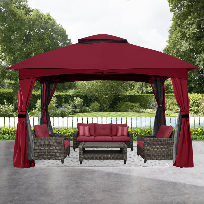 Pavillon de jardin en acier de qualité supérieure avec moustiquaire MASTERCANOPY, Bourgogne, 11 pi x 11 pi